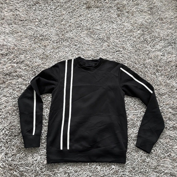 Helmut Lang Stripe Crew Sweat Sweater Black & White Sz Small - Picture 4 of 8